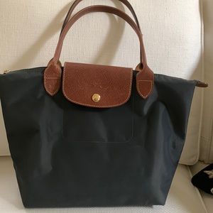 Longchamp Le Pliage Medium Grey Tote Shoulder Bag